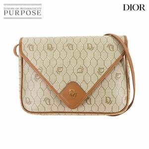 Christian Dior Honeycomb Shoulder Bag Beige Tan Leather